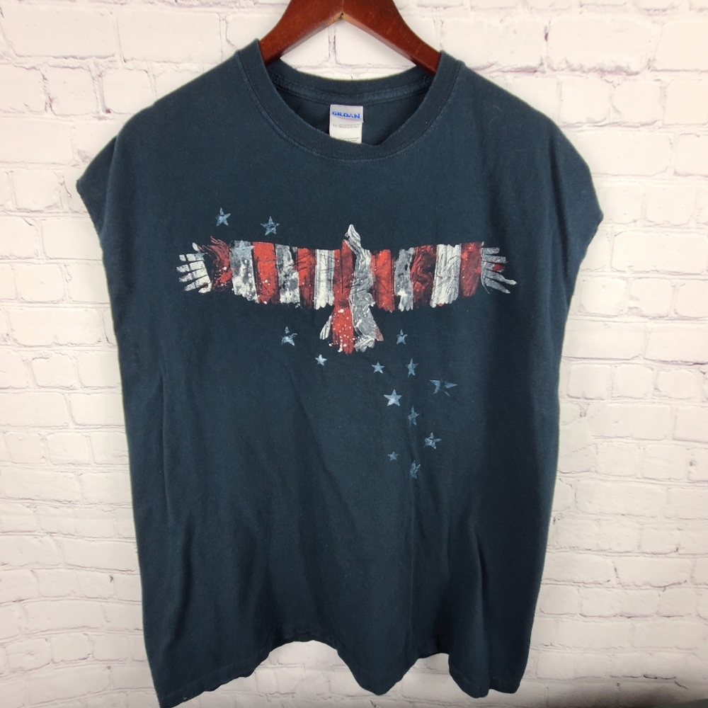 Gildan Patriotic sleeveless T shirt  M XL